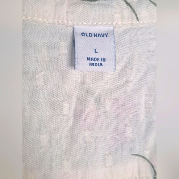 Old Navy Oversized Floral Flowers Ivory Long Sleeve Button-Down Shirt Sz LG #New - Picture 3 of 7